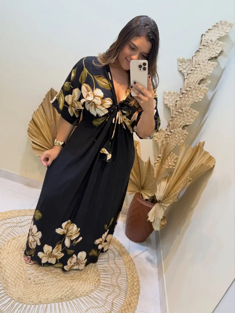 Vestido Floral Preto